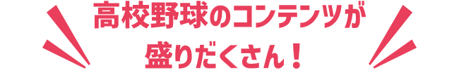 高校野球のコンテンツが盛りだくさん!